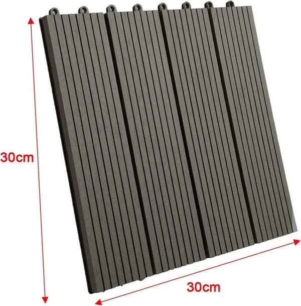 Rootz WPC Click Tiles - Utomhusplattor - Sammankopplade plattor - Hållbar, lätt att installera, väderbeständig - 30 cm x 30 cm x 1,8 cm