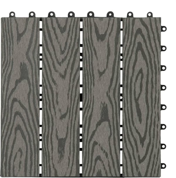 Rootz WPC terrassplattor - Utomhusgolv - Däckplattor - Slitstark, lätt att installera, väderbeständig - 30 cm x 30 cm x 1,8 cm