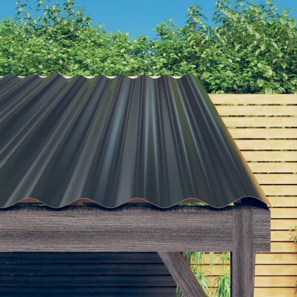 vidaXL tagplader 12 stk. 100x36 cm pulverlakeret stål antracitgrå -  Tækkespåner og tagsten