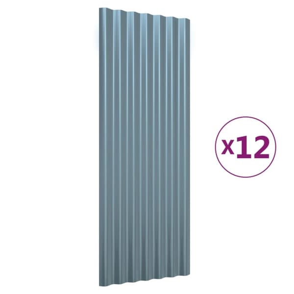 vidaXL Kattopaneeli 12 kpl jauhemaalattu teräs harmaa 100x36 cm -  Kattovalaisimet & Laatat