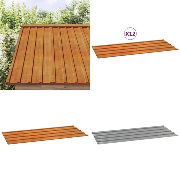 Kattopaneelit 12 kpl ruoste 100x44 cm Corten teräs - Kattopaneeli - Kattopaneelit - Home & Living