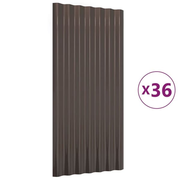Takplåt 36 st pulverlackerat stål brun 80x36 cm