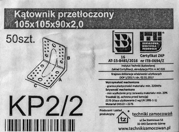 Kulma meistolla. KP2/2 105x105x90x2,0 (1)