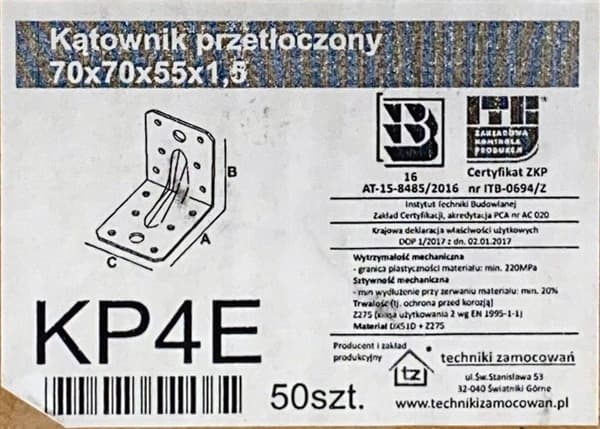 Kulma meistolla. KP4/E 70x70x55x1,5 (1)