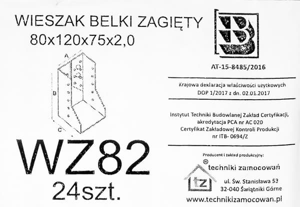 Bjælkeophæng WZ82 80x120x75x2,0 (1)