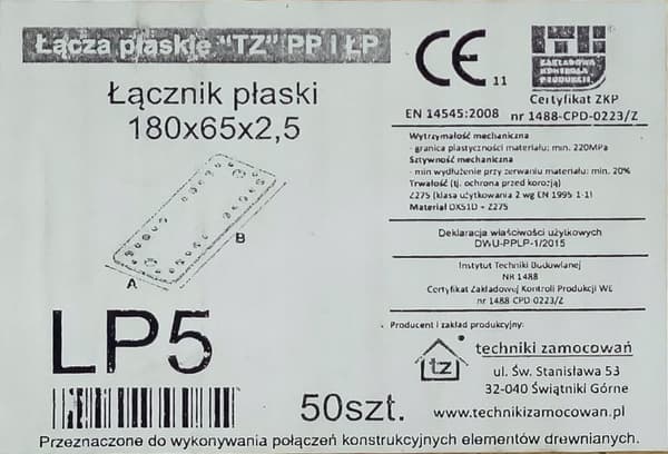 Litteä liitin ŁP5 180x65x2,5 (1)