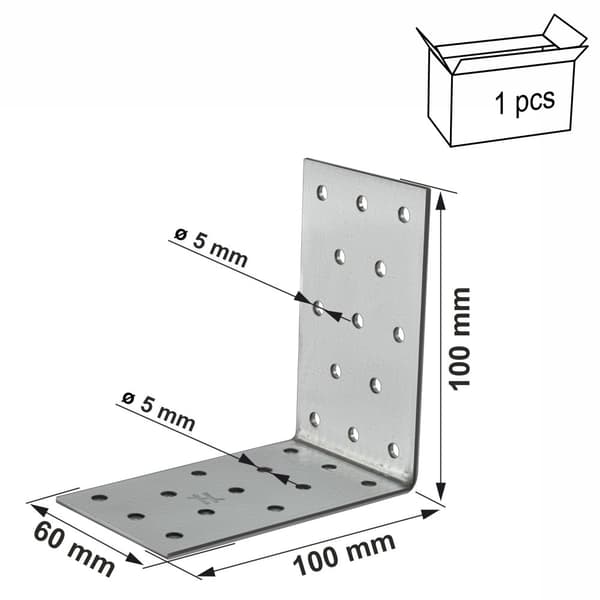 Rei'itetty kulmaliitin ANP25101060 100X100X2.5X60mm