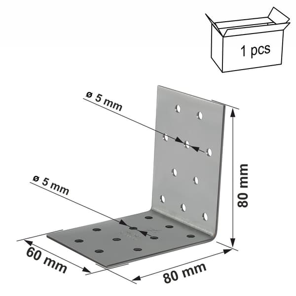 Rei'itetty kulmaliitin ANPS208860 80X80X2.0X60mm