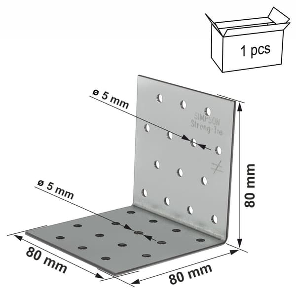 Perforerad vinkelkontakt ANPS208880 80X80X2.0X80mm