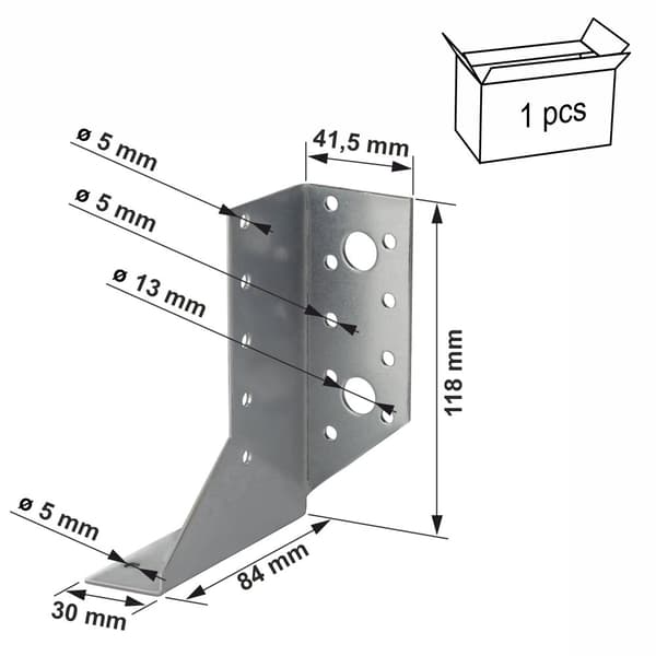 Jaettu palkkiripustin 30x118x84x2mm oikea