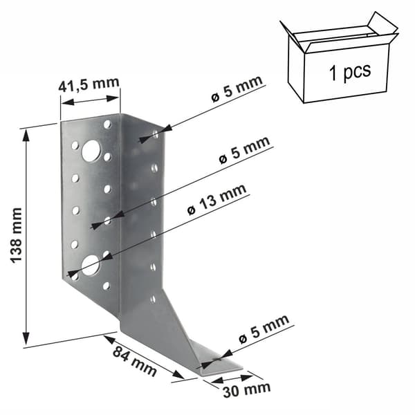 Jaettu palkkiripustin 30x138x84x2mm vasemmalla
