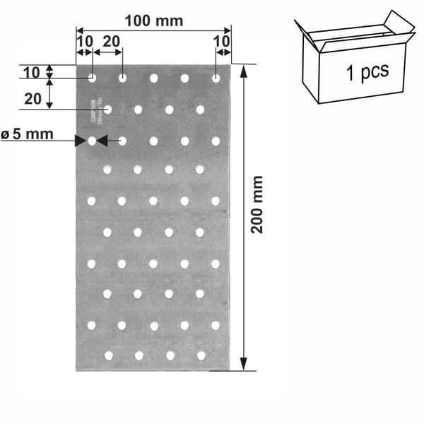 Perforerede plader NP20/100/200 100x200 x2mm