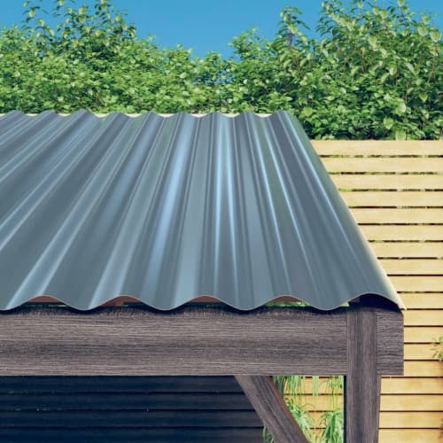 Takplåt 12 st pulverlackerat stål grå 100x36 cm