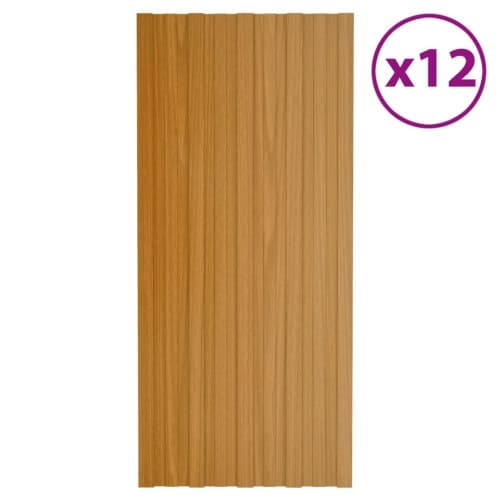 Takprofiler 12 st galvaniserat stål ljust trä 100x45 cm