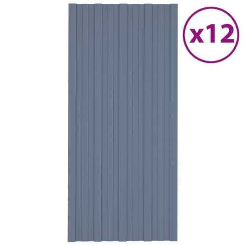 Takprofiler 12 st galvaniserat stål grå 100x45 cm