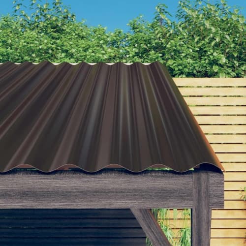 Takplåt 12 st pulverlackerat stål brun 100x36 cm