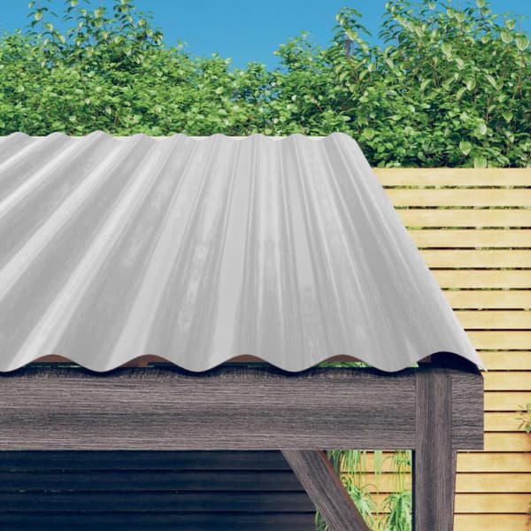 Takplåt 12 st pulverlackerat stål silver 100x36 cm