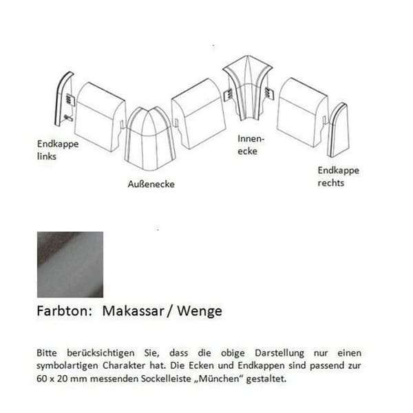 Embouts och hörn för MDF plastsocklar 60 x 20 mm Makassar av PROVISTON