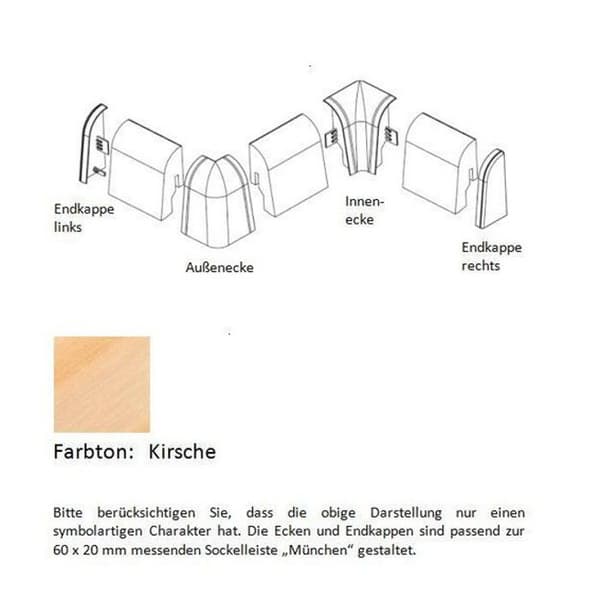 Ändrör och vinklar för MDF Fotlist 760.08 PVC 60 x 20 mm Körsbär PROVISTON