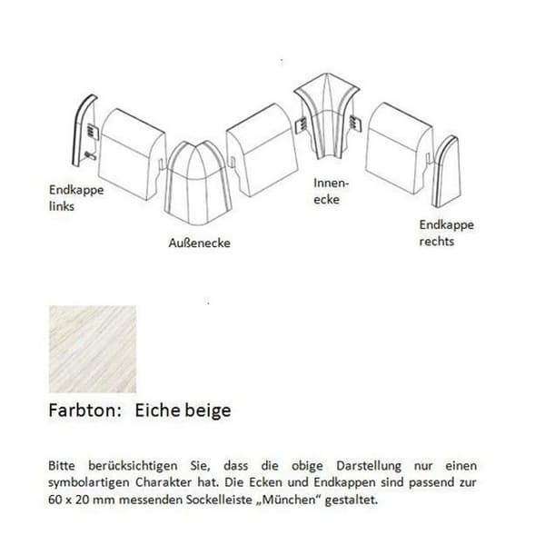 Embouts och vinklar för MDF Sockel 760.18 PVC 60 x 20 mm ek PROVISTON