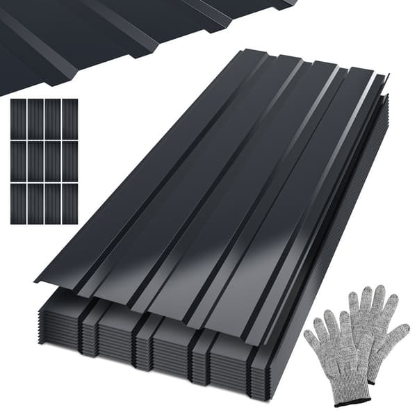 24x profilerade plåtplattor, plåtplatta för tak i metall med räfflor, 115 x 45 cm = 12 m², grå