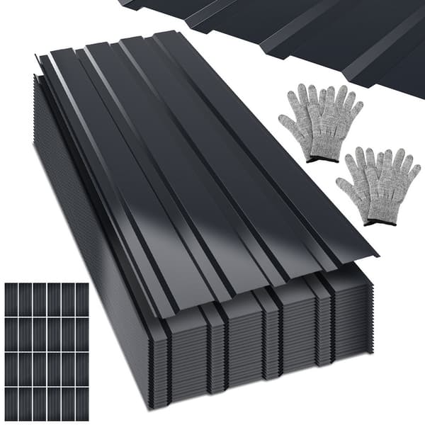 36x profilerade plåtplattor, plåtplatta för tak i metall med räfflor, 115 x 45 cm = 18 m², grå