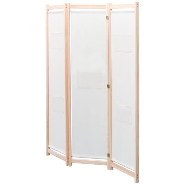 vidaXL 3-panels rumdeler 120 x 170 x 4 cm stof cremefarvet