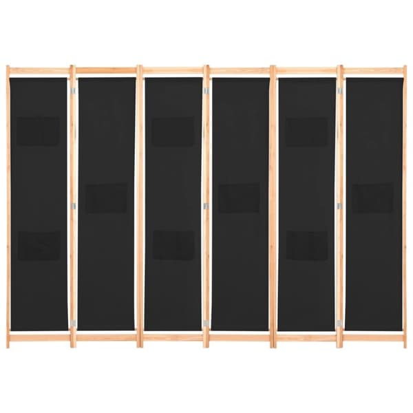 vidaXL 6-panels rumdeler 240 x 170 x 4 cm stof sort