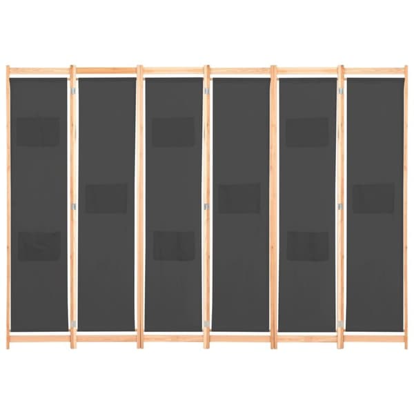 vidaXL Romdeler 6 paneler grå 240x170x4 cm stoff