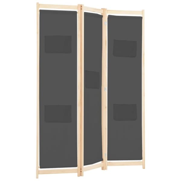 vidaXL Romdeler 3 paneler grå 120x170x4 cm stoff
