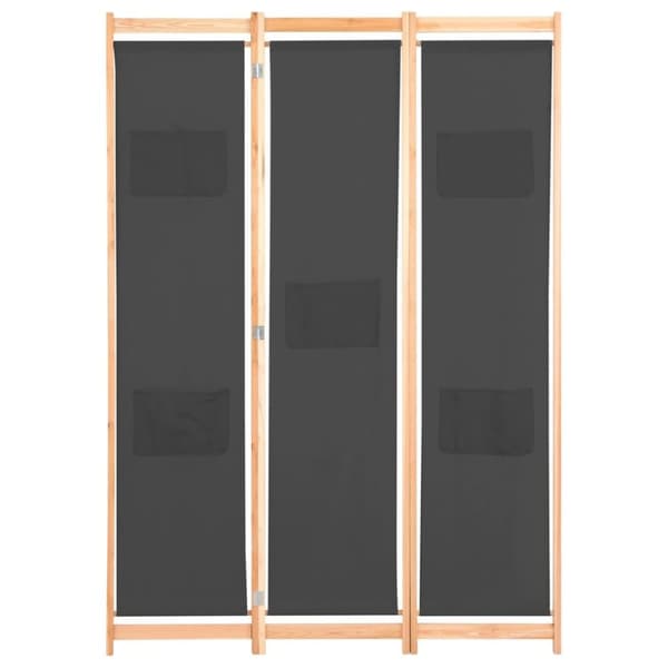 vidaXL Romdeler 3 paneler grå 120x170x4 cm stoff
