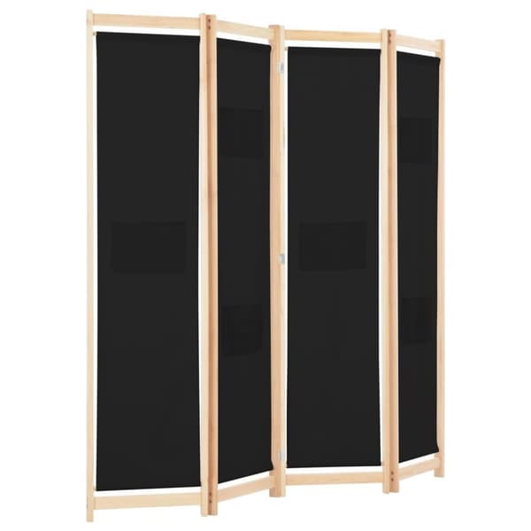 vidaXL Romdeler 4 paneler svart 160x170x4 cm stoff