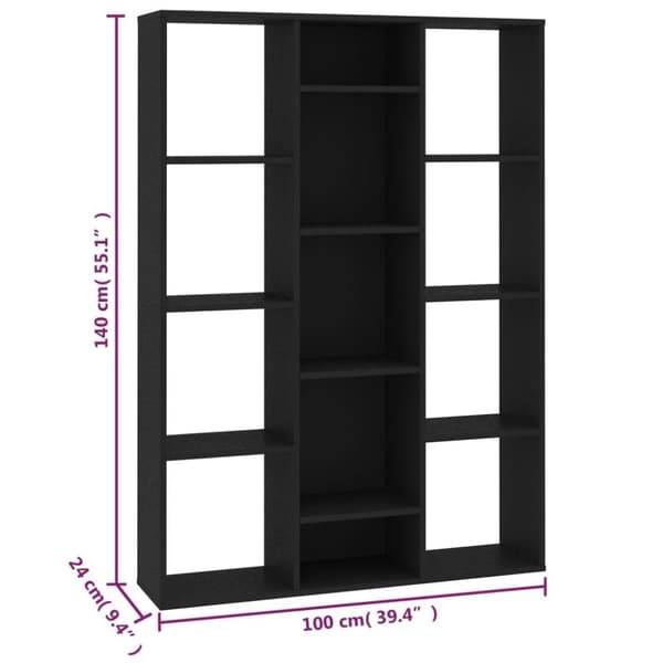 vidaXL Bokhylle/Romdeler svart 100x24x140 cm konstruert tre