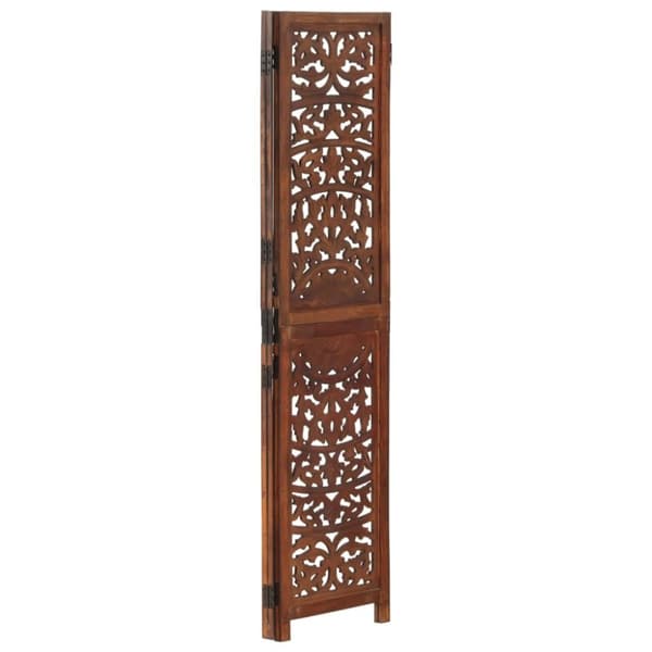 vidaXL Romdeler håndskåret 3 paneler brun 120x165 cm heltre mango