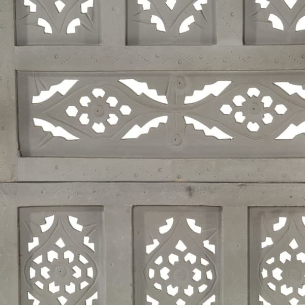 vidaXL 4-panels rumdeler håndskåret 160x165 cm massivt mangotræ grå