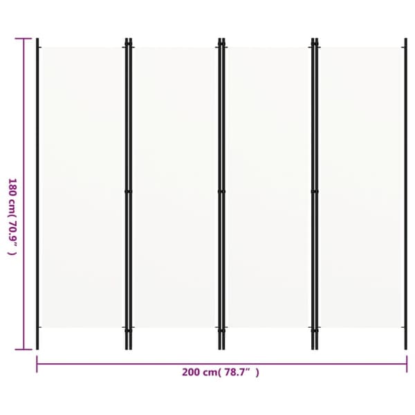 vidaXL 4-panels rumdeler 200 x 180 cm hvid