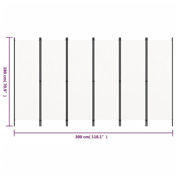 vidaXL 6-panels rumdeler 300 x 180 cm hvid