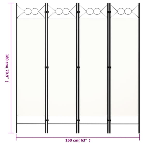 vidaXL 4-panels rumdeler 160x180 cm cremehvid