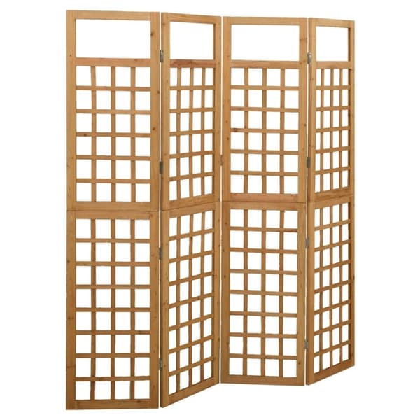 vidaXL 4-panels rumdeler/espalier 161x180 cm massivt grantræ