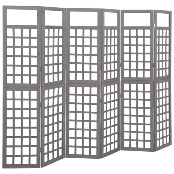 vidaXL Romdeler/espalier 6 paneler heltre gran grå 242,5x180 cm