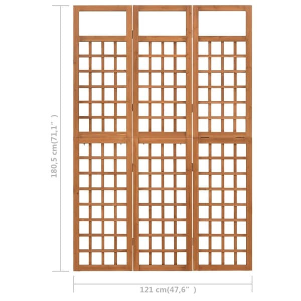 vidaXL 3-panels rumdeler/espalier 121x180,5 cm massivt grantræ