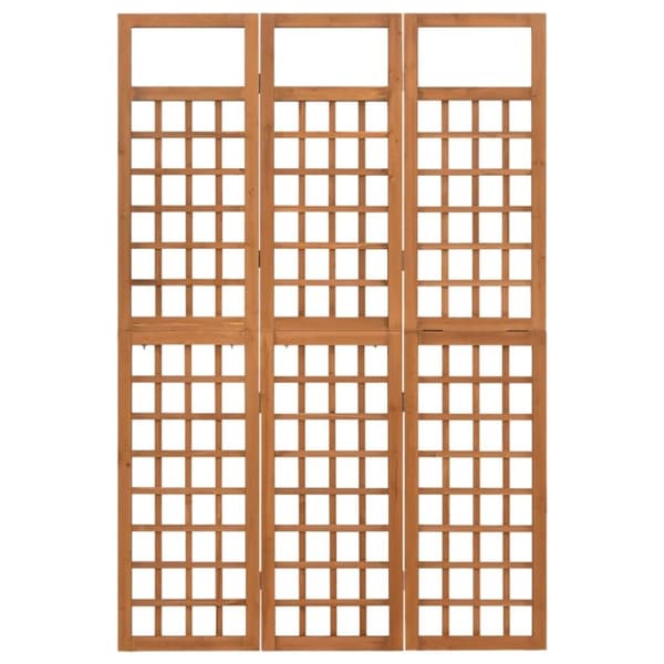 vidaXL 3-panels rumdeler/espalier 121x180,5 cm massivt grantræ