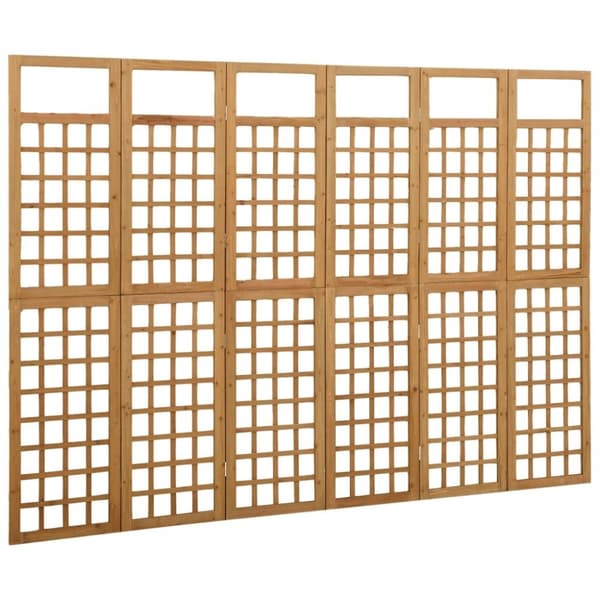 vidaXL 6-panels rumdeler/espalier 242,5x180 cm massivt grantræ