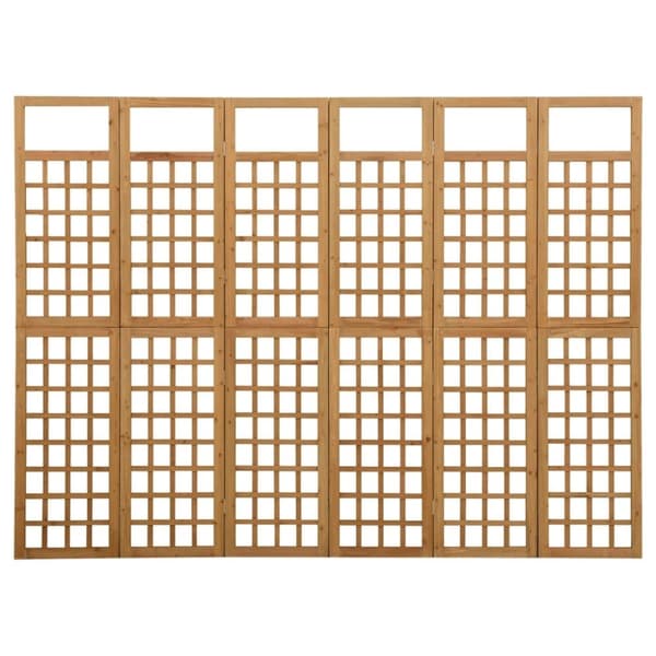 vidaXL 6-panels rumdeler/espalier 242,5x180 cm massivt grantræ
