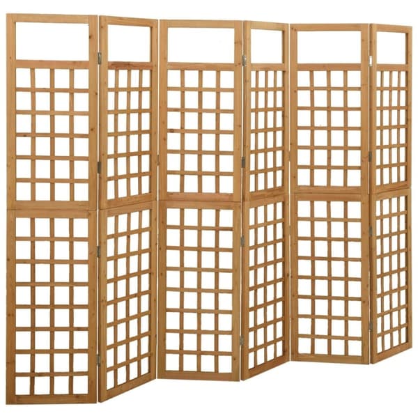 vidaXL 6-panels rumdeler/espalier 242,5x180 cm massivt grantræ