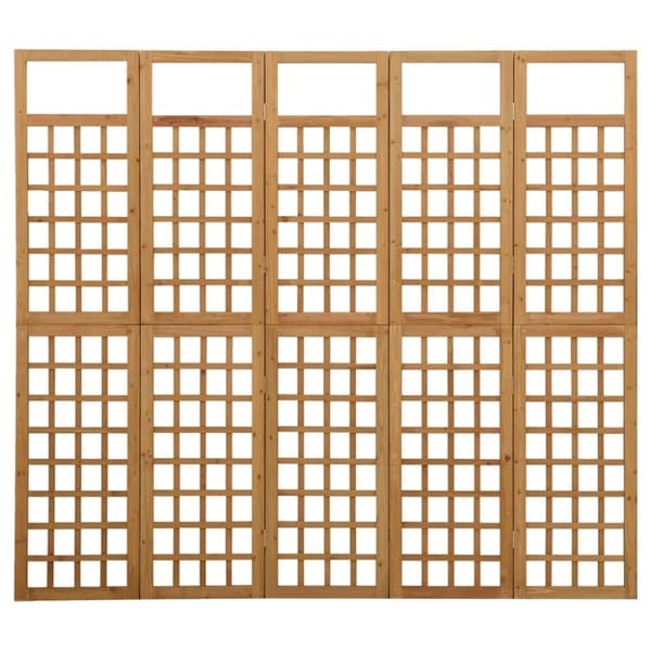 vidaXL 5-panels rumdeler/espalier 201,5x180 cm massivt grantræ