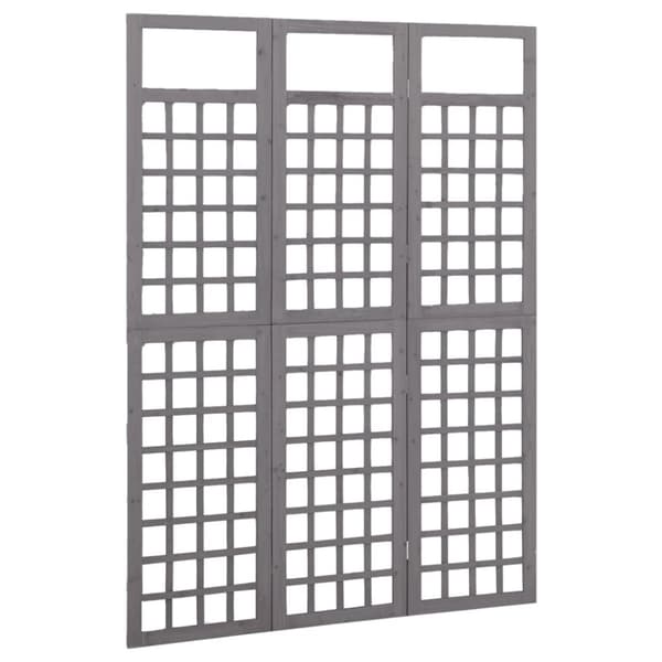 vidaXL 3-panels rumdeler/espalier 121x180 cm massivt grantræ grå