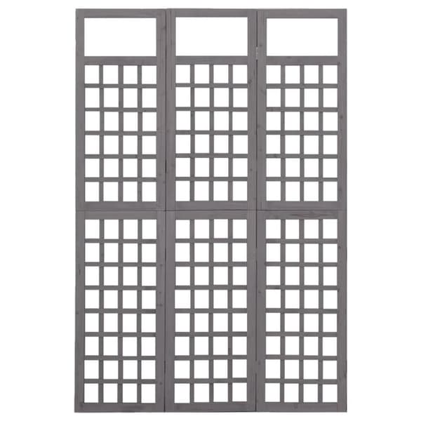 vidaXL 3-panels rumdeler/espalier 121x180 cm massivt grantræ grå