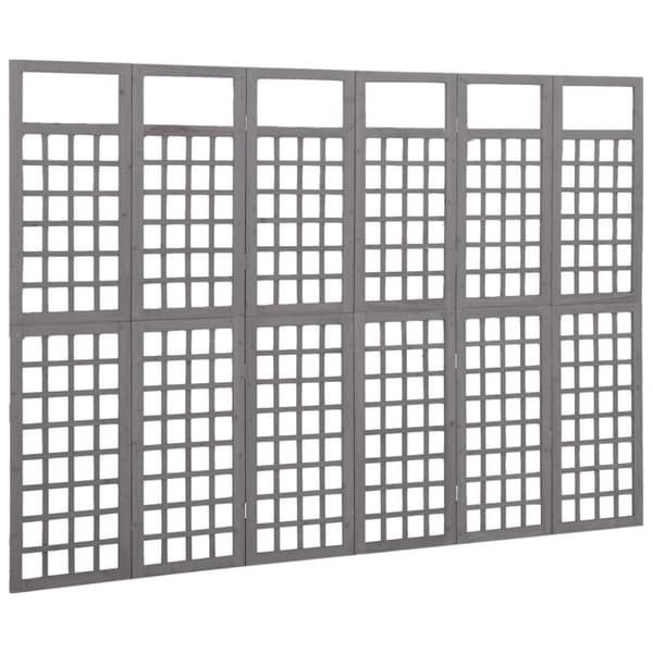 vidaXL 6-panels rumdeler/espalier 242,5x180 cm massivt grantræ grå