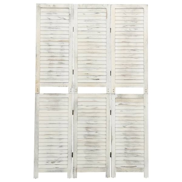 vidaXL 3-panels rumdeler 105x165 cm massivt træ antik hvid